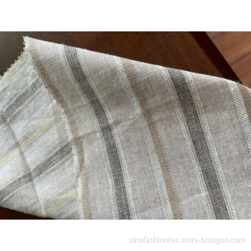 cotton linen polyester yarn dyed fabric with lurex